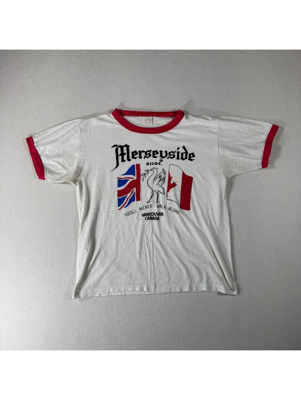 Vintage 70s/80s Liverpool FC Merseyside Soccer Ringer T-Shirt Size Medium